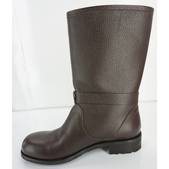 Jimmy Choo Durum Brown Leather Gold Side Zip Biker Boot SZ 40 10 NIB Moto $1095 - Picture 5 of 12